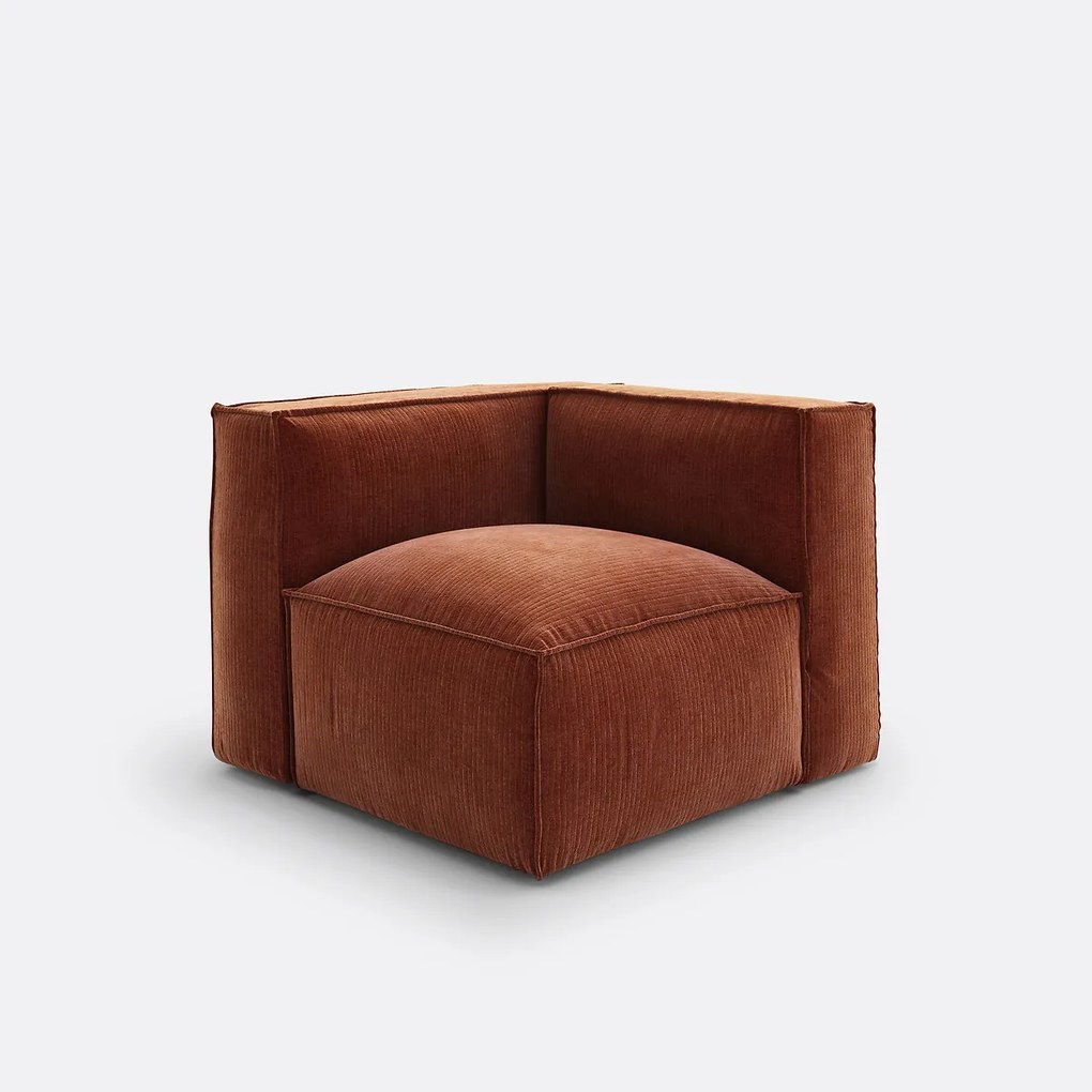 Hoekelement voor modulaire bank, in vintage ribfluweel, Seven