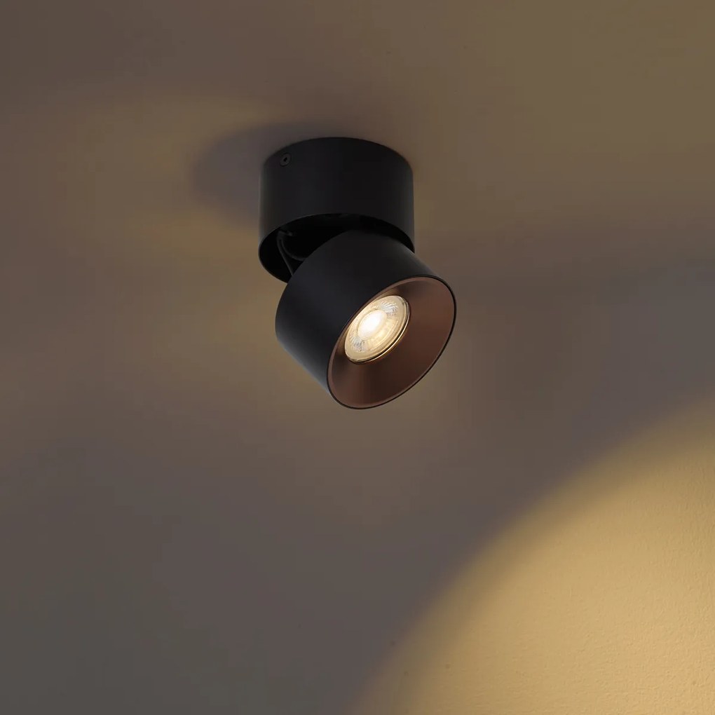 Moderne opbouwspot zwart met brons GU10 50mm kantelbaar - Echo