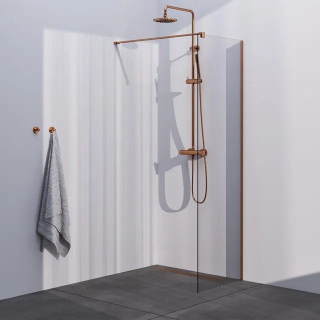 BRAUER Copper Season Inloopdouche - helder glas - 70x200cm - koper geborsteld GS-ISMP1H70200GK