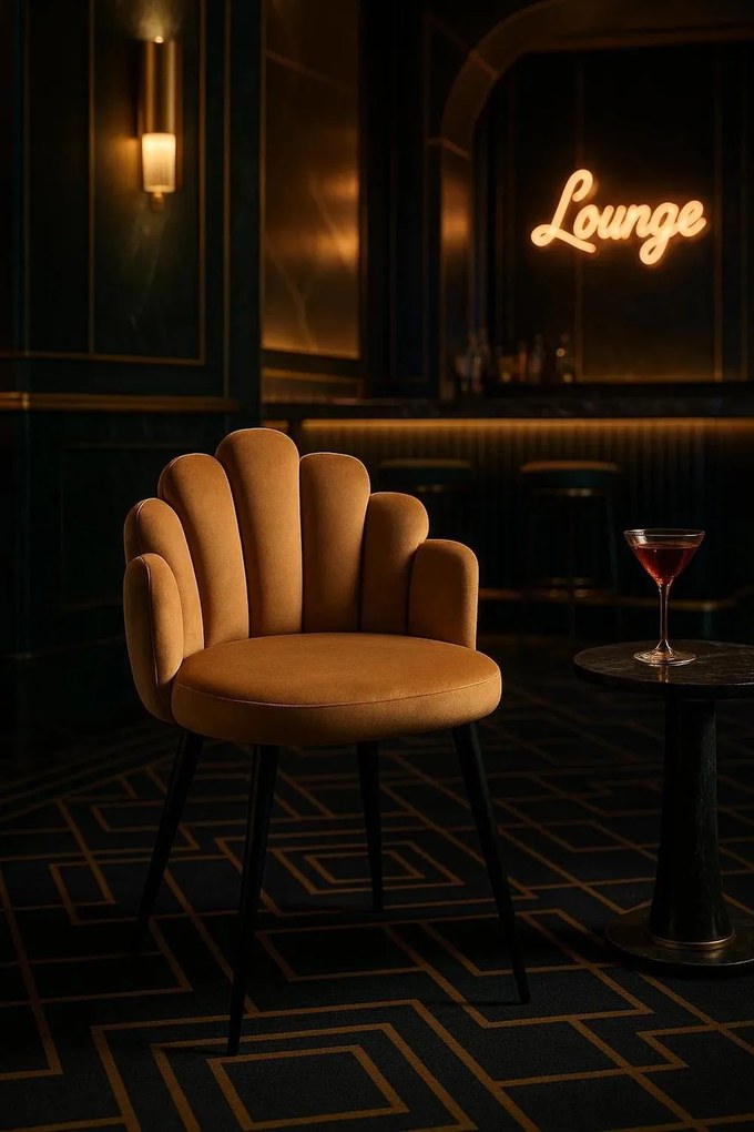 Hand Fluwelen Stoel Zwart Poten