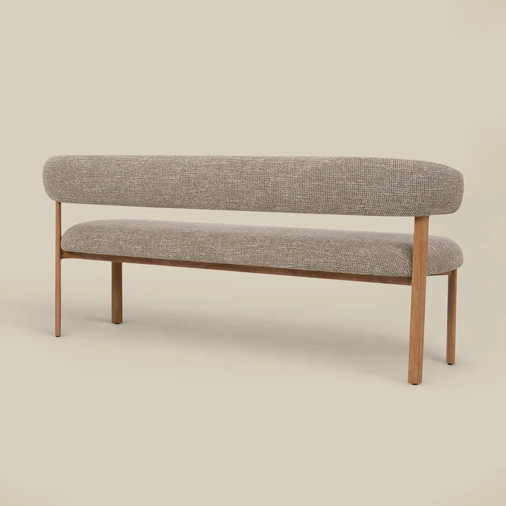 Eetkamerbank Eiken Met Grove Stof 180 Cm