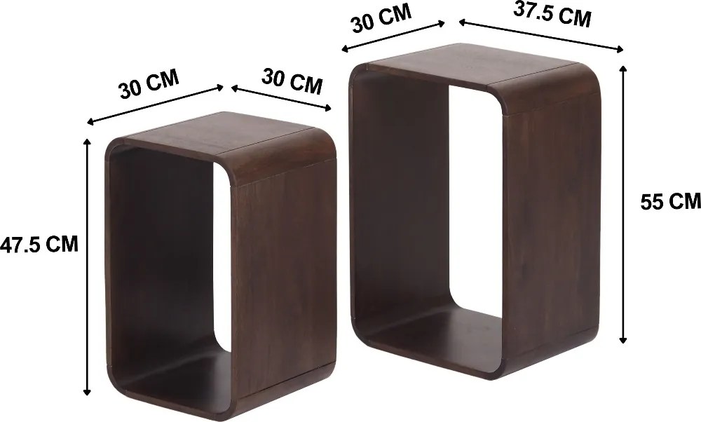 Retro Bijzettafel Set - 37.5 X 30cm.