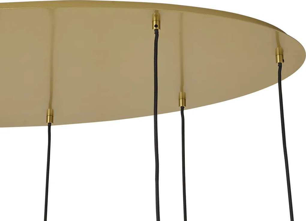 Hotel Chique hanglamp messing met blauw en groen glas  8-lichts - Qara