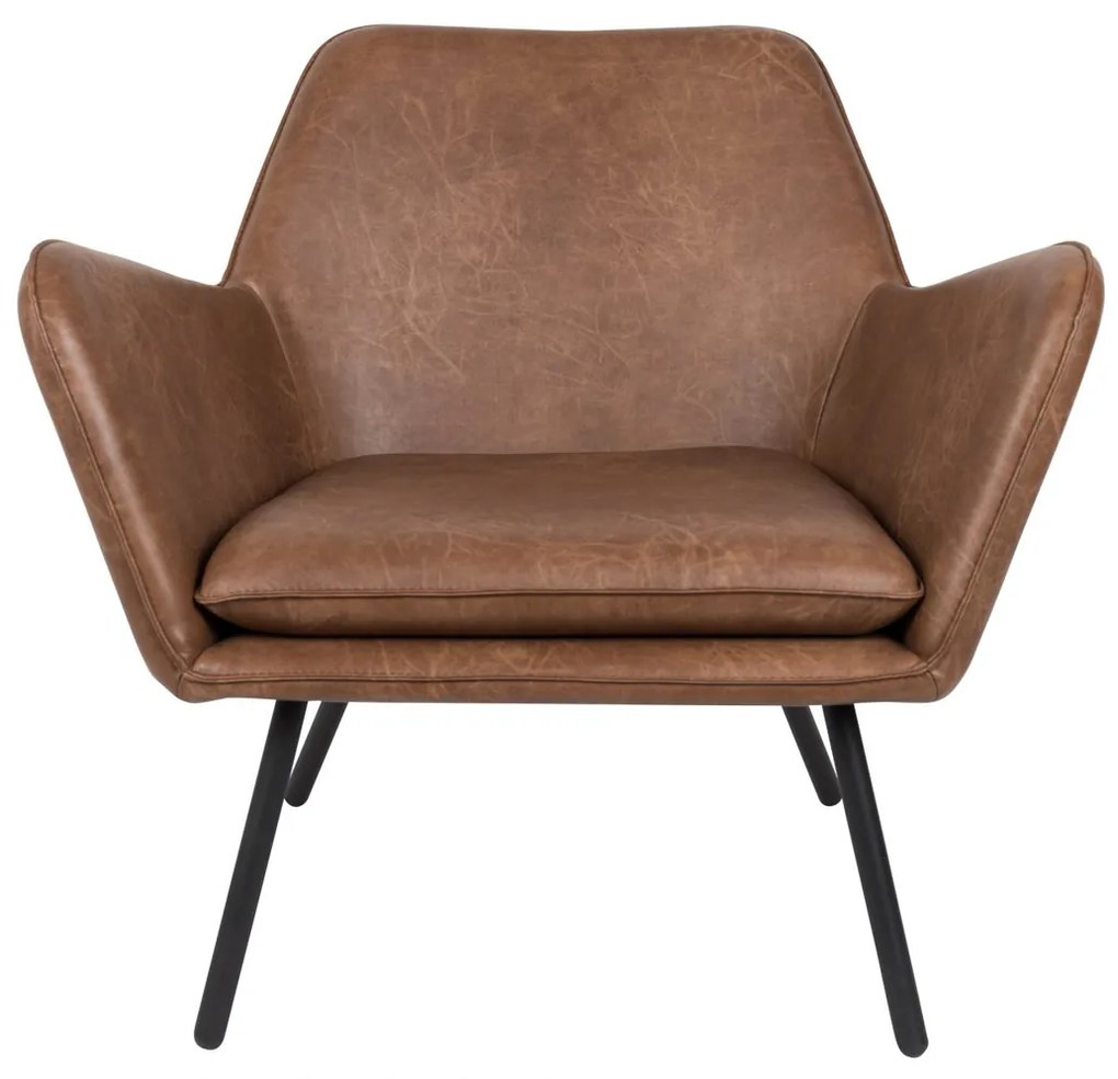 Lederen Retro Fauteuil Bruin