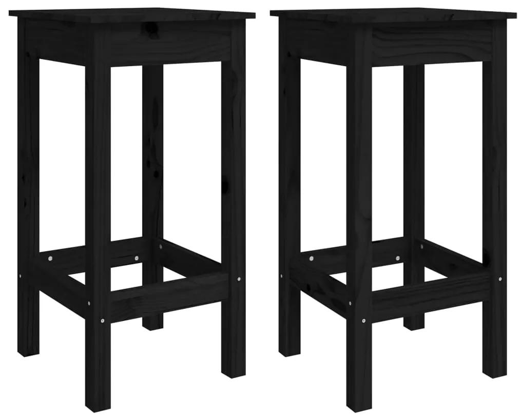 vidaXL Barstoelen 2 st 40x40x78 cm massief grenenhout zwart