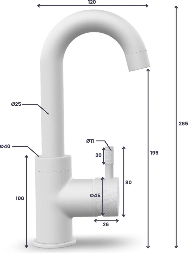 Saniclear Matrix Curved wastafelkraan verouderd messing