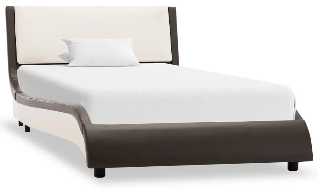 vidaXL Bedframe met LED kunstleer grijs en wit 90x200 cm