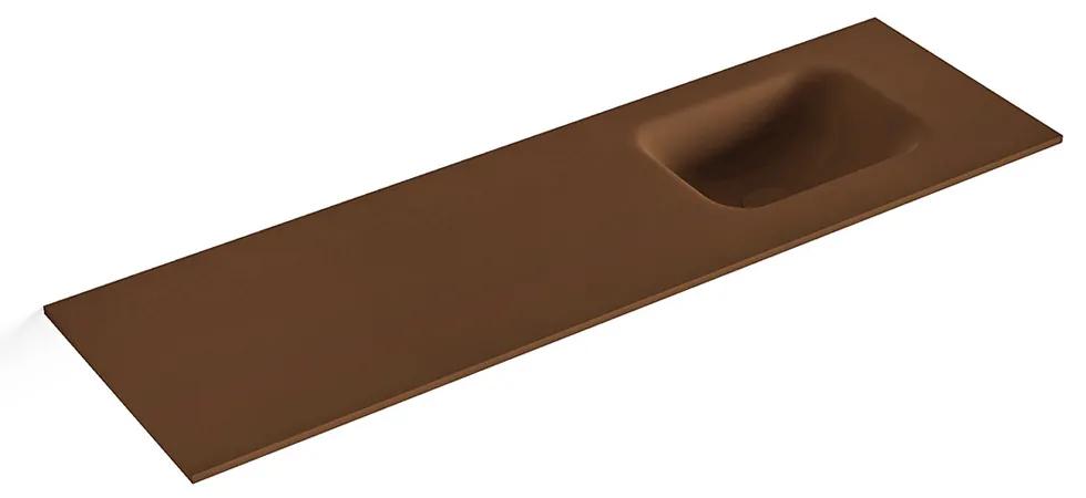 MONDIAZ LEX Rust solid surface inleg wastafel voor toiletmeubel 100cm. Positie wasbak rechts