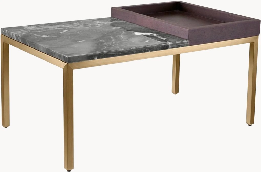 Salontafel Forma met marmeren blad en houten dienblad