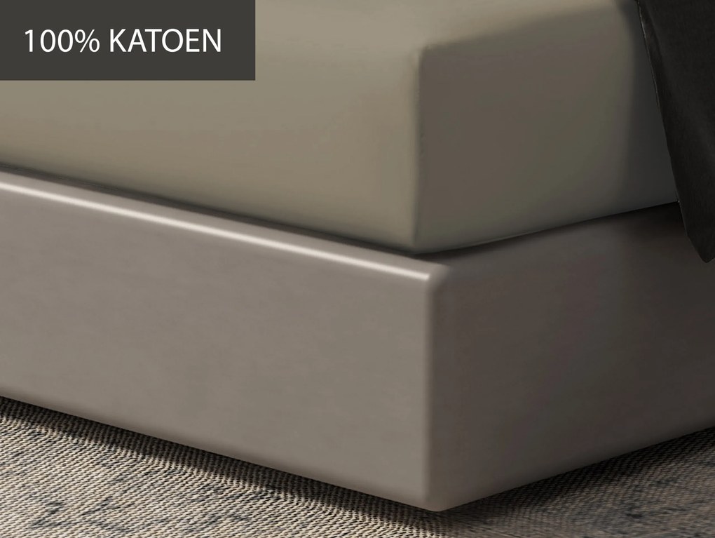 Hoeslaken Home - 100% natuurlijk katoen - 90x200 - groenbeige