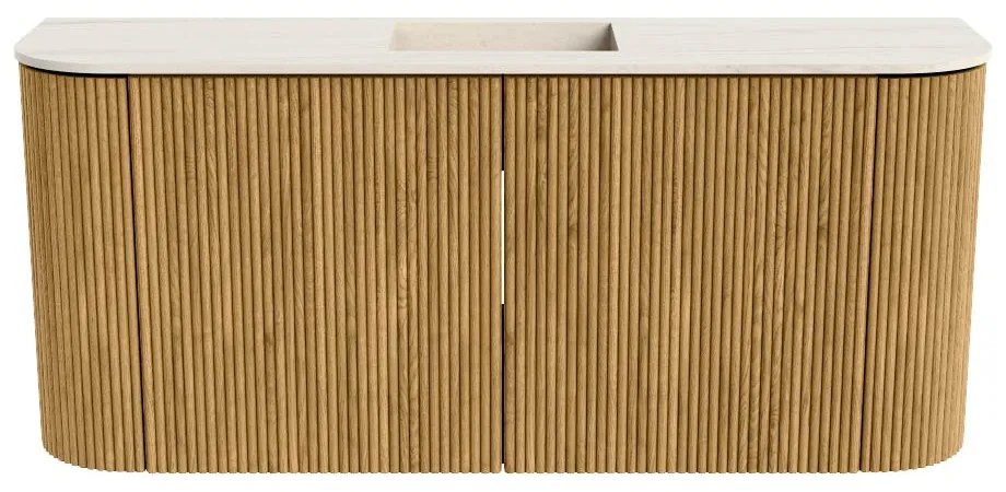 Mondiaz Joya DLux 95cm toiletmeubel ronding links/rechts oak met wastafel faye midden 1 kraangat meli