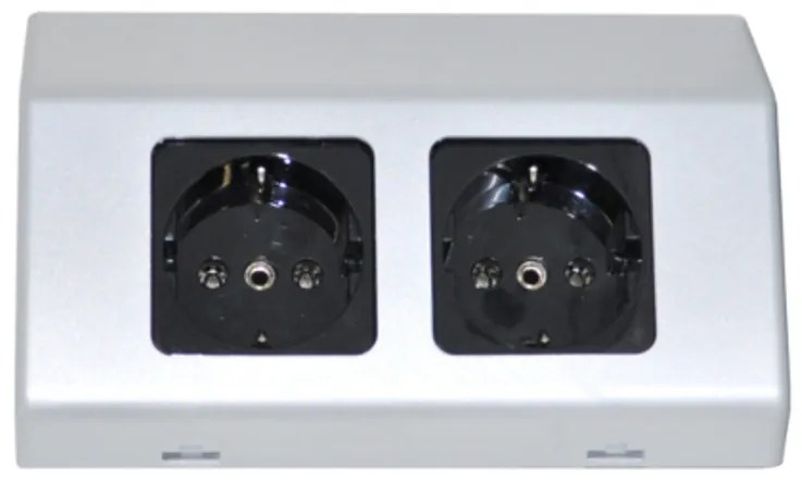 Inbouw / opbouw dubbele contactdoos zilvergrijs