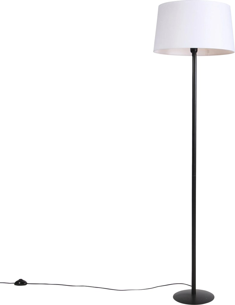 Zwarte vloerlamp met linnen kap wit 45 cm - Simplo