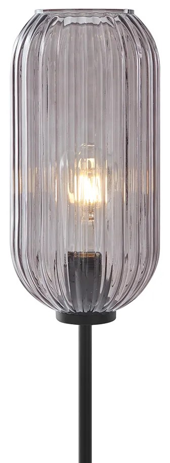 Art Deco vloerlamp zwart met smoke glas - Rid