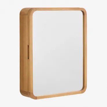 Wandkast Rechthoekig 45x60 Cm Voor Badkamer Van Teakhout Met Spiegel En Afgeronde Hoeken Ian Teakhout - Sklum