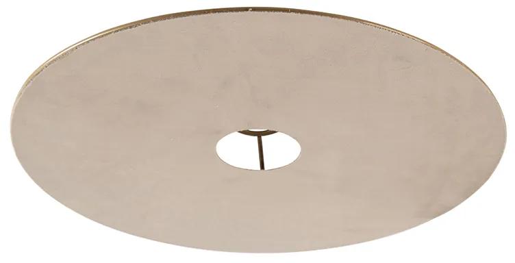 Stoffen Velours platte lampenkap taupe met goud 45 cm rond