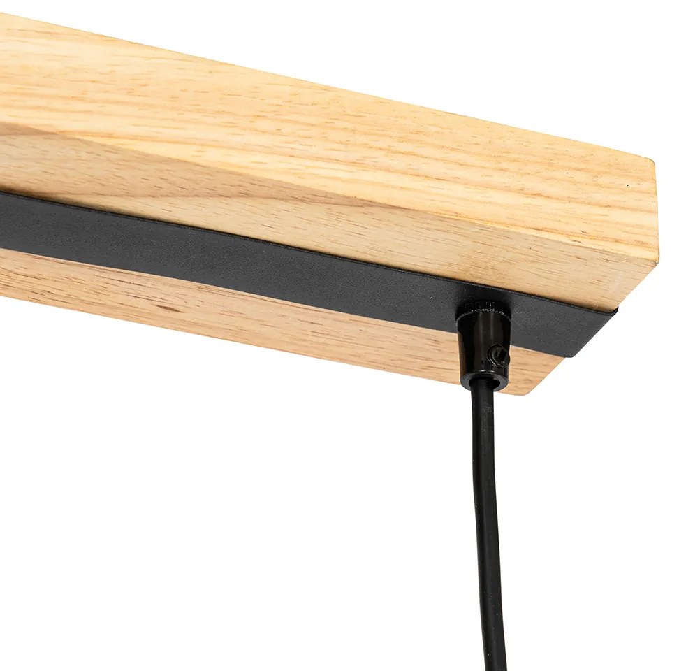 Moderne hanglamp zwart met hout 5-lichts - Jeana