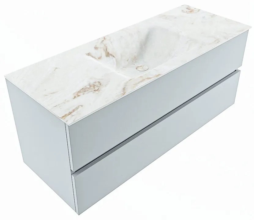 Mondiaz Vica DLux badmeubel 120cm clay 2 lades met wastafel frappe midden zonder kraangat