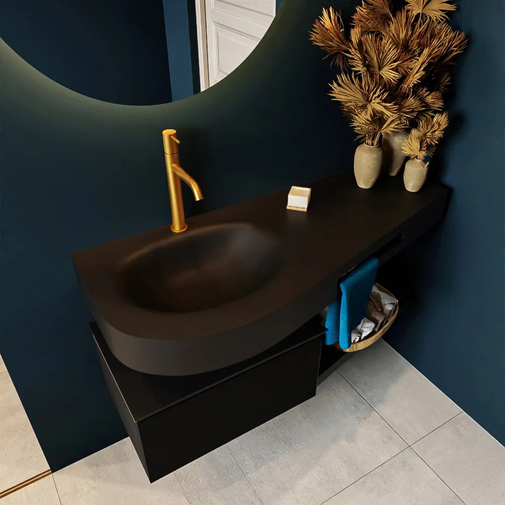 Mondiaz Riva badmeubel 120cm Urban met 1 lade en wastafel links 1 kraangat Urban
