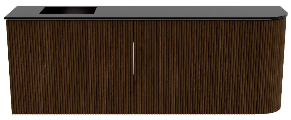 Mondiaz Joya 110cm toiletmeubel ronding rechts walnut met wastafel faye links 1 kraangat urban