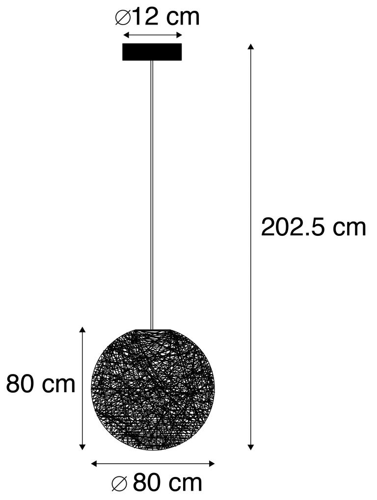 Eettafel / Eetkamer Landelijke hanglamp zwart 80 cm - Corda Landelijk E27 bol / globe / rond Binnenverlichting Lamp