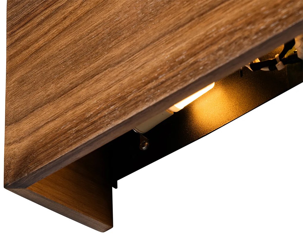 Landelijke wandlamp walnoot hout - Otan