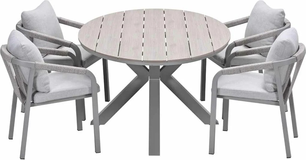 Garden Impressions Tarera tuinset 5-delig dakar sand - Tulli tuintafel 180x115 cm - light teak vironwood