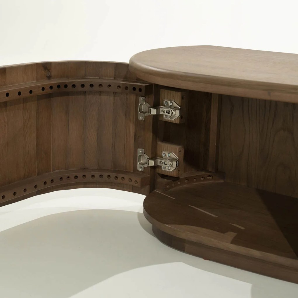 Eiken Tv-meubel Organische Vorm 240 Cm Bruin - 240x42x43cm.