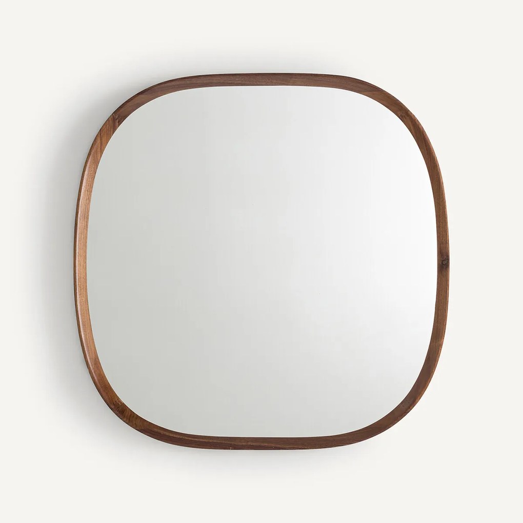 Organische spiegel, massief notenhout en MDF, H80cm, Orion