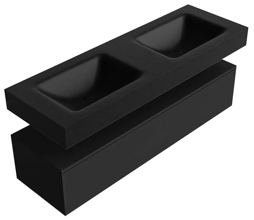 Zaro Alan badmeubel 140cm urban 1 lade met vrijhangende wastafel cloud dubbel zonder kraangat urban