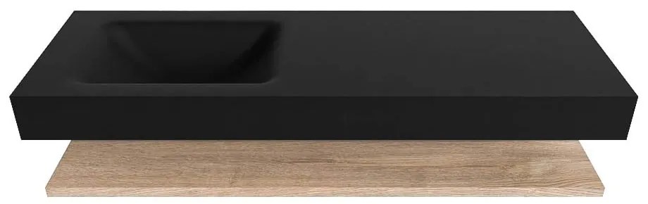 Zaro Alan badmeubel 140cm met planchet washed oak en vrijhangende wastafel cloud links 1 kraangat urban