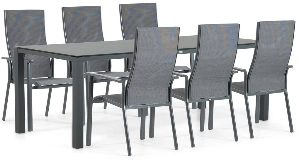 Tuinset 6 personen 220 cm Aluminium/textileen Grijs Hartman Sitges/Mateo