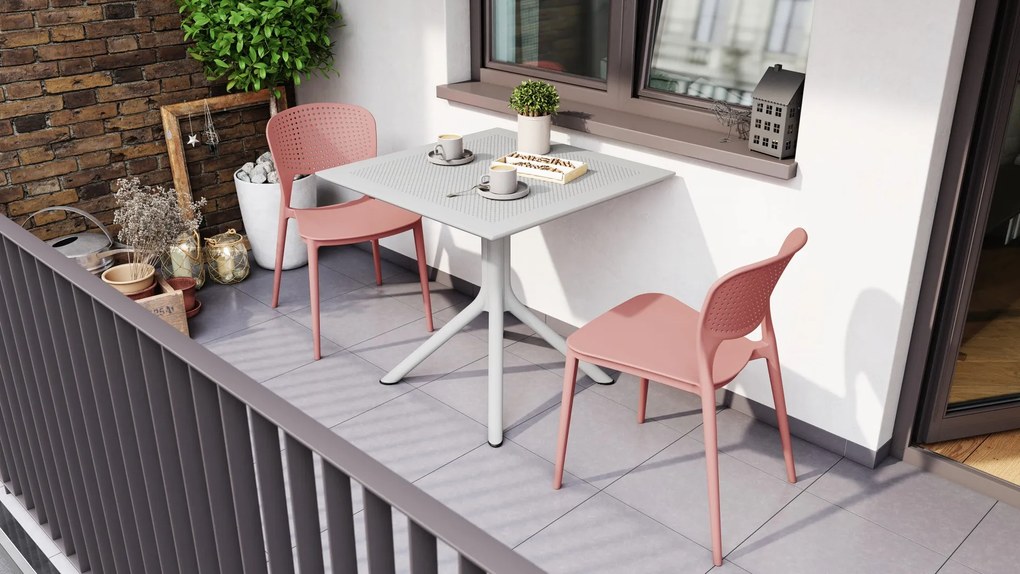 FLAVIO 80x80 Lichtgrijs (asgrijs) - MODERNE VIERKANTEN TUINTAFEL (voor keuken, café, tuin)
