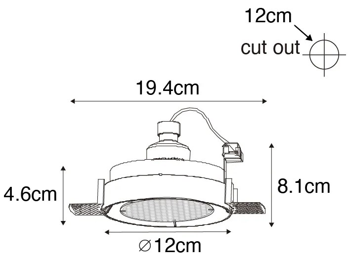 Moderne inbouwspot zwart GU10 AR70 rond trimless - Oneon Honey Modern GU10 Binnenverlichting Lamp