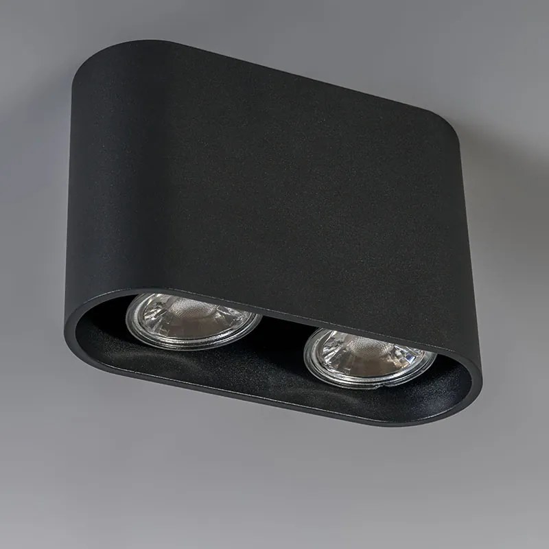 Moderne opbouwspot zwart 2-lichts GU10 50mm - Ronda