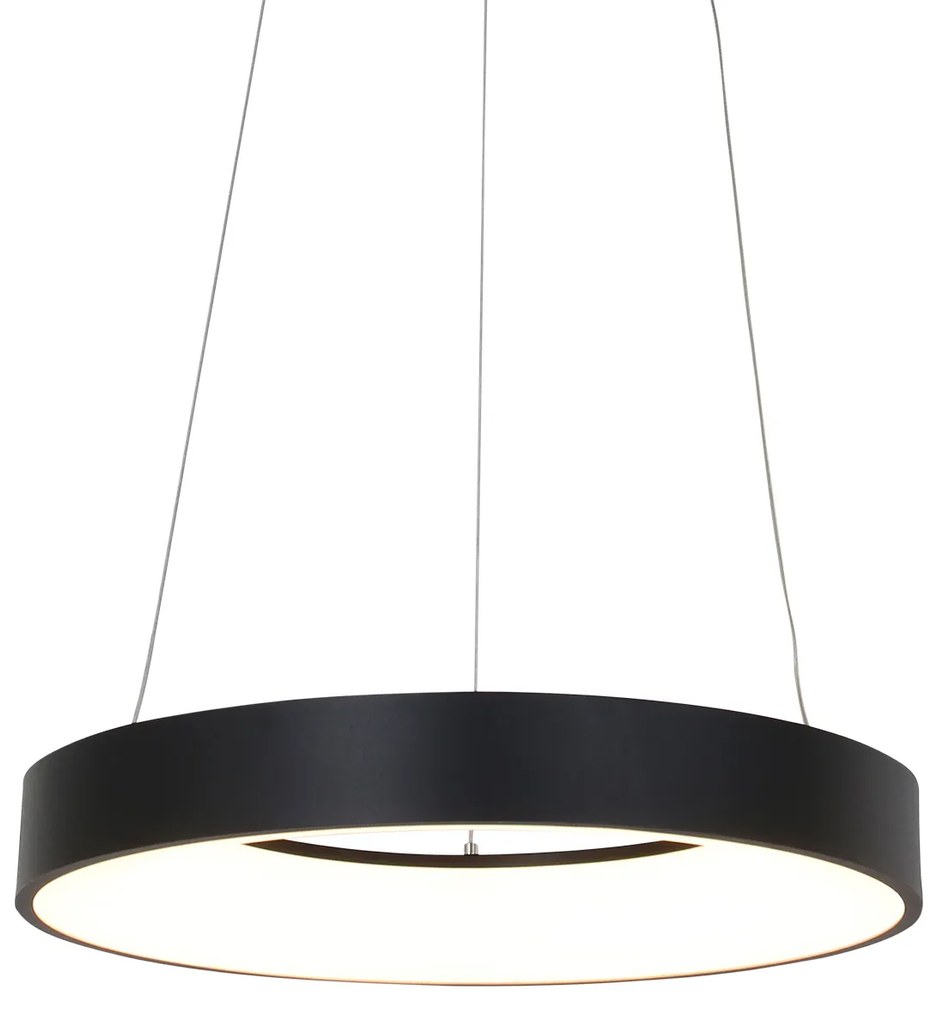 Design hanglamp zwart incl. LED dimbaar - Ringlede Design rond Binnenverlichting Lamp