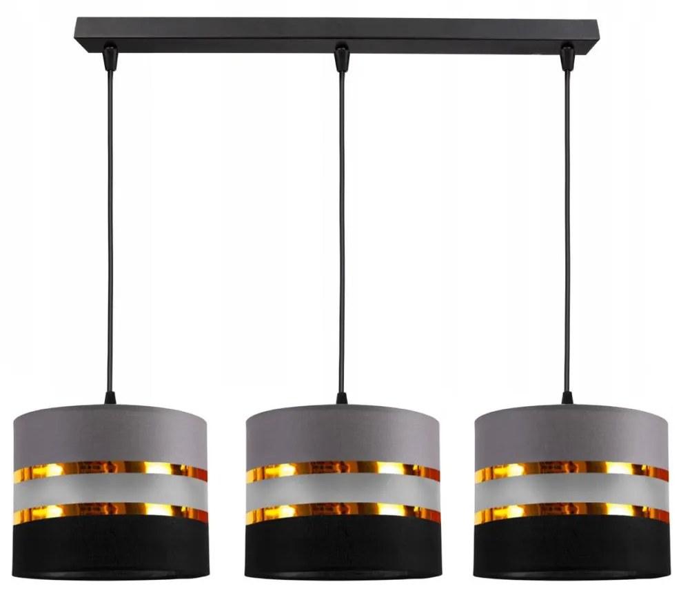 Hanglamp aan koord CORAL 3xE27/60W/230V zwart-grijs