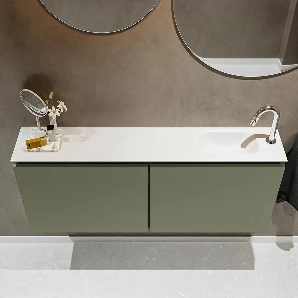 Mondiaz Ture 120cm toiletmeubel army met wastafel talc rechts 1 kraangat