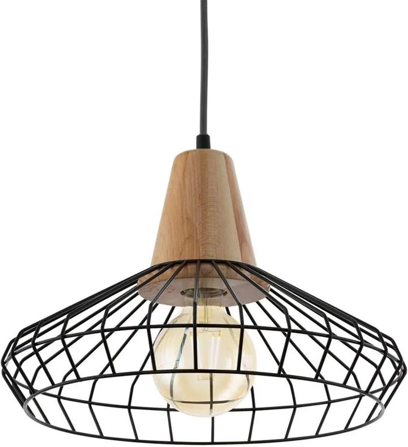 EGLO hanglamp Norham - zwart/hout - Ø35 cm - Leen Bakker