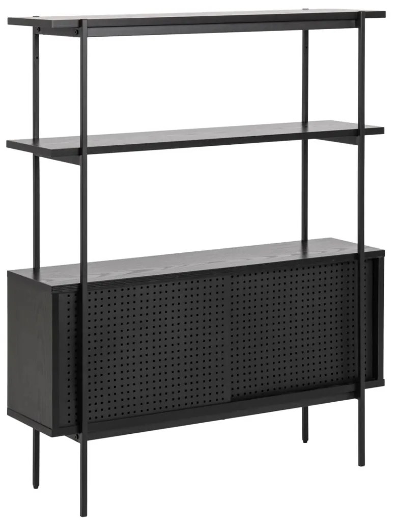 Open Kast Met Schuifdeuren Zwart - 94x27x113.8cm.