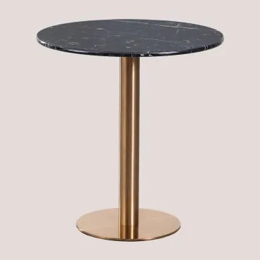 Cosmopolitan Ronde Marmeren Bartafel Zwart Marquina-marmer & Ø70 Cm & Roségoud - Sklum