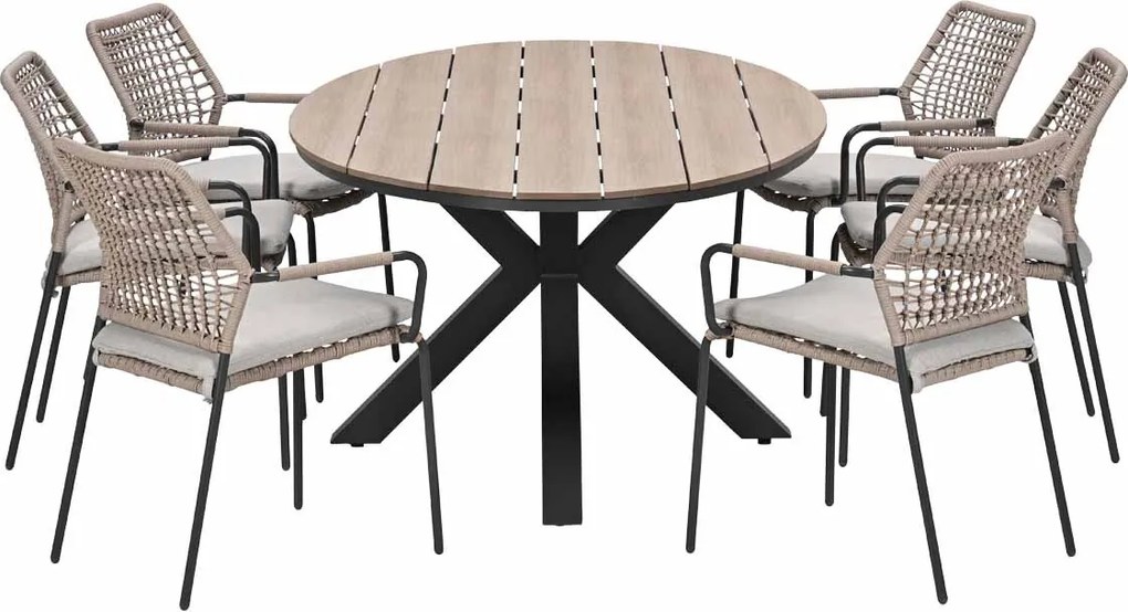 Garden Impressions Natas tuinset sand 7-delig - Tulli tuintafel ovaal 220x115 cm