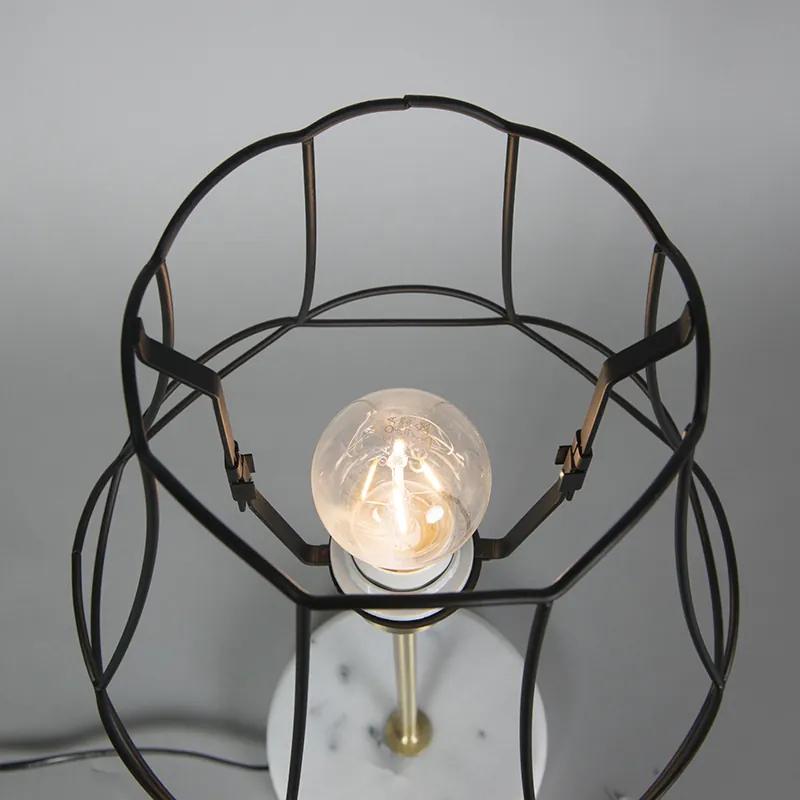 Retro tafellamp messing met Granny frame zwart 25 cm - Kaso Retro Minimalistisch E27 Draadlamp rond Binnenverlichting Lamp