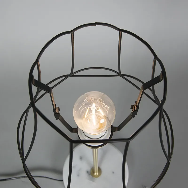 Retro tafellamp messing met Granny frame zwart 25 cm - Kaso Retro Minimalistisch E27 Draadlamp rond Binnenverlichting Lamp