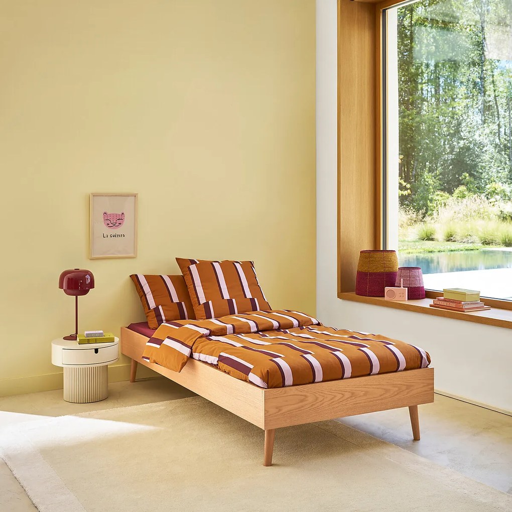 Bed met lattenbodem, van eikenfineer, MIJI