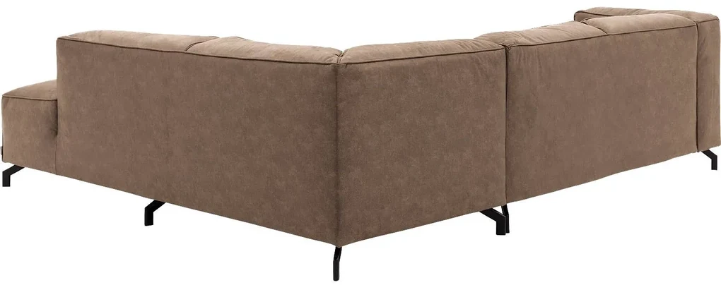 Goossens Bank Calvin bruin, micro leer, 2-zits, modern design met ligelement rechts