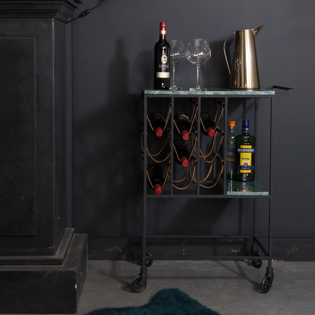 Dutchbone Mil Groen Marmeren Trolley - 65 X 36cm.