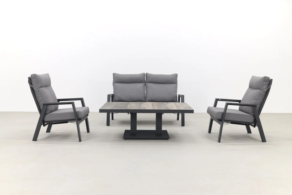 Azoren/Jersey stoel-bank loungeset 4-delig verstelbaar - Antraciet OP=OP
