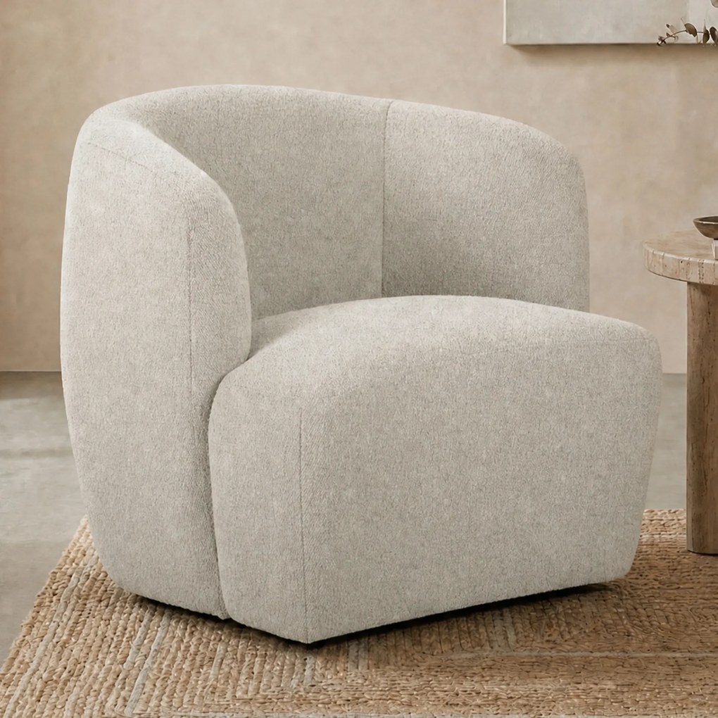 Eleonora Charlotte Ronde Fauteuil Beige Boucle