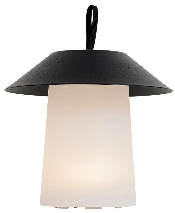 Tafellamp mushroom zwart incl. LED oplaadbaar - Ivan